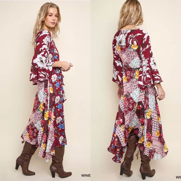 NEW! Floral Tie Waist Dress - Picture 2 of 4